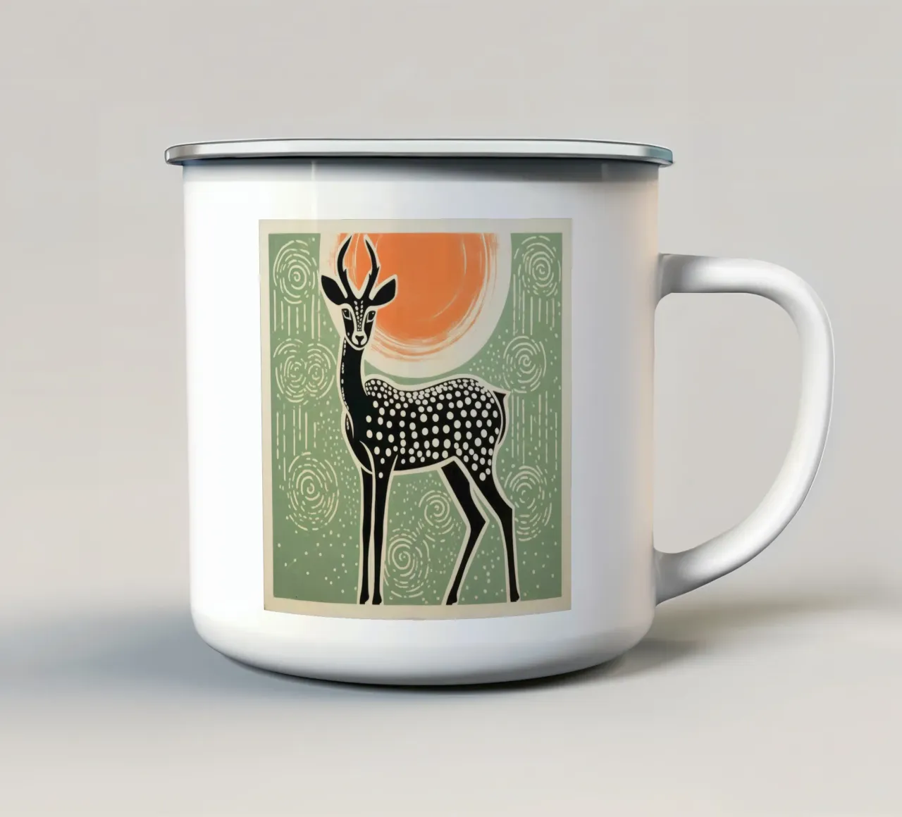 Gazzella verde 2 tazza in smalto da Minimal Animal Art