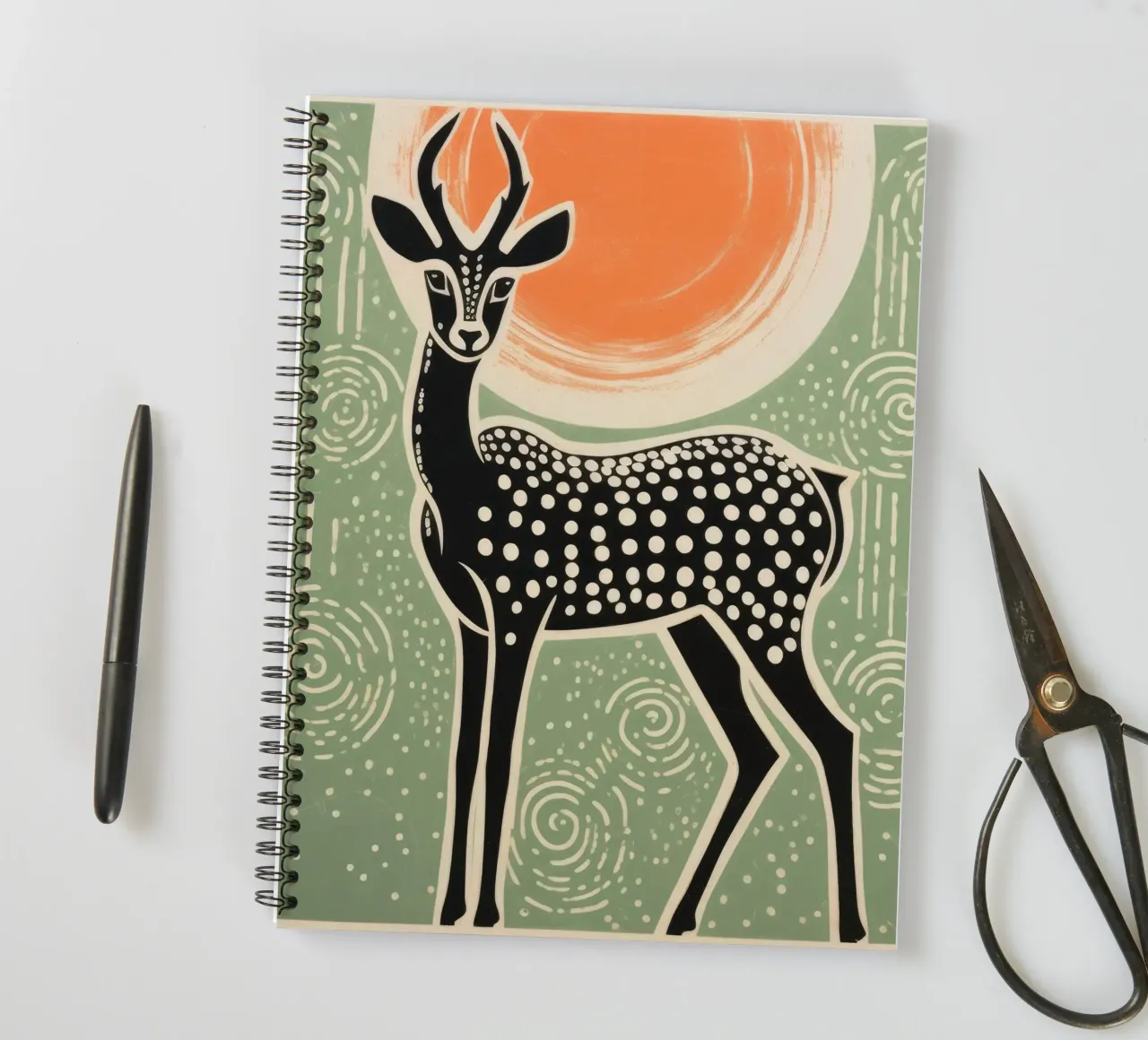 Green Gazelle 2 spiral notebook by Minimal Animal Art