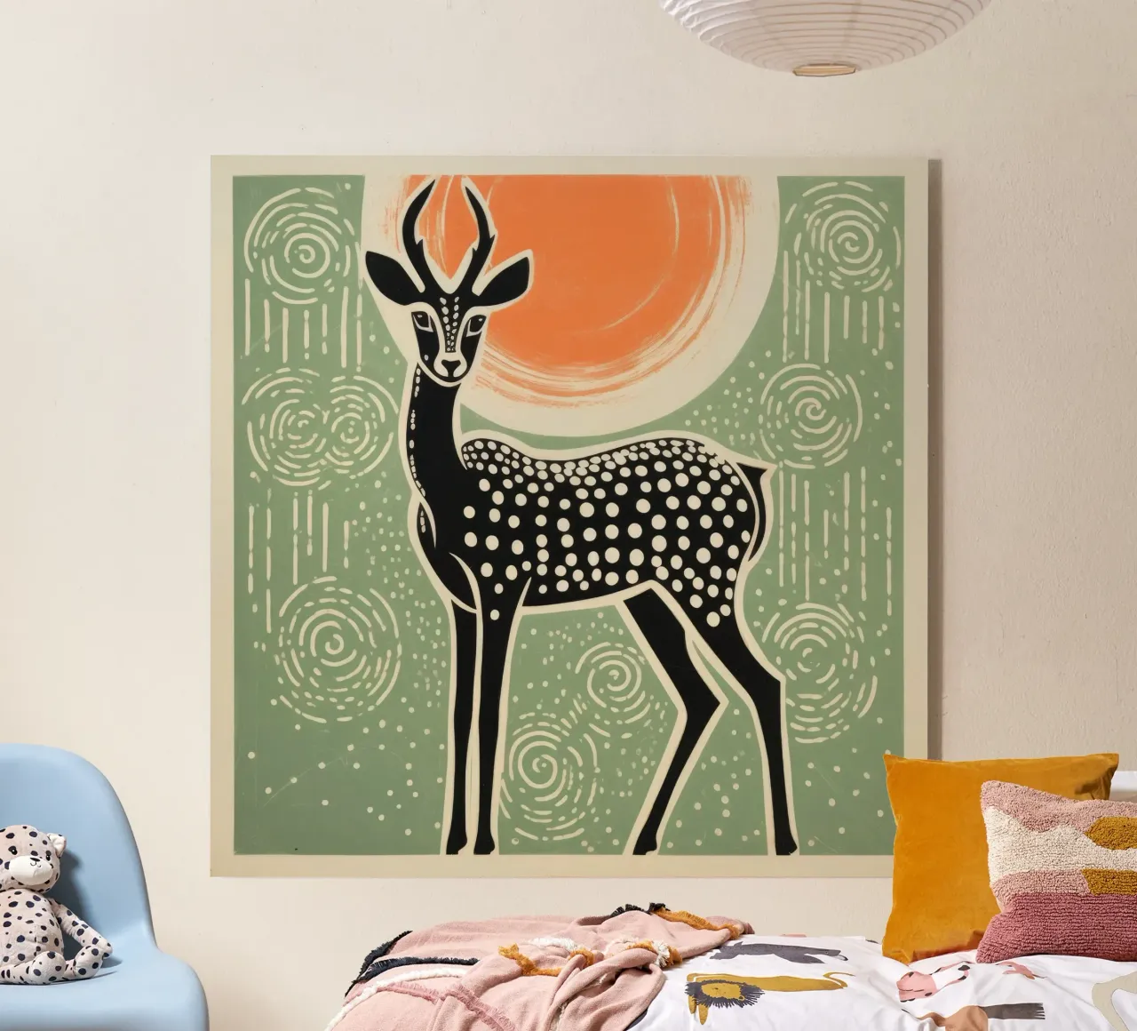 Green Gazelle 2 acrylic glass by Minimal Animal Art