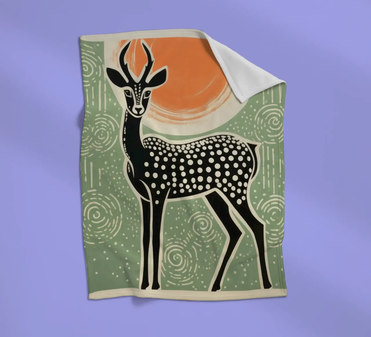 Green Gazelle 2 fleece blanket by Minimal Animal Art