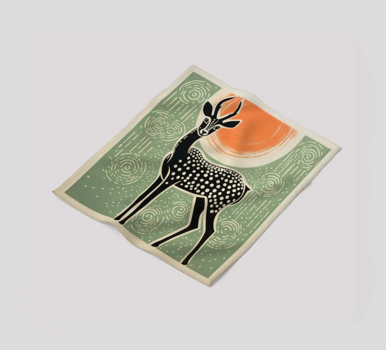 Green Gazelle 2 fleece blanket by Minimal Animal Art