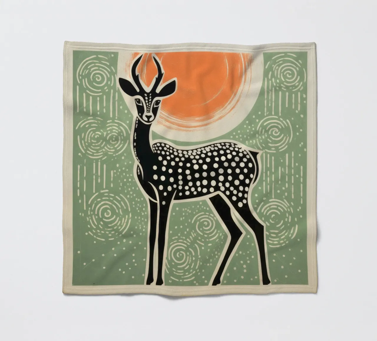 Green Gazelle 2 fleece blanket by Minimal Animal Art