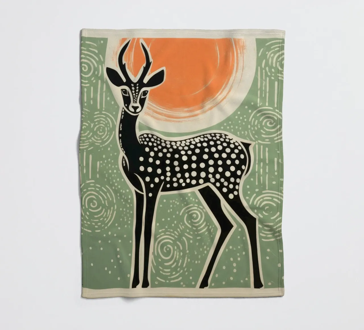 Green Gazelle 2 fleece blanket by Minimal Animal Art