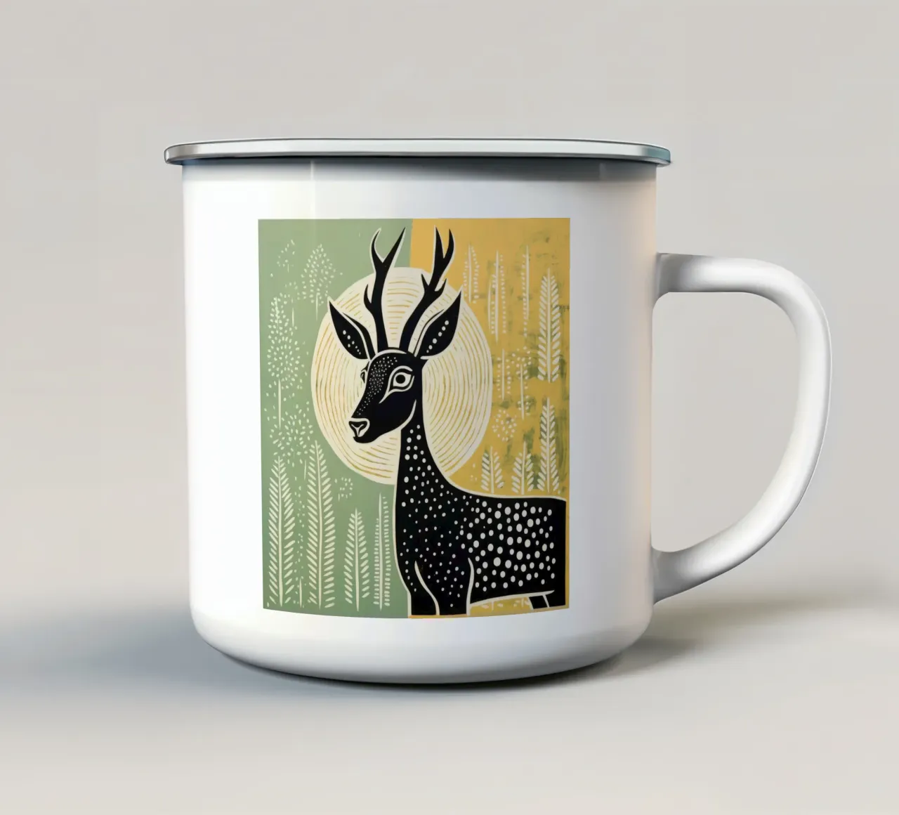 Gazzella verde 4 tazza in smalto da Minimal Animal Art