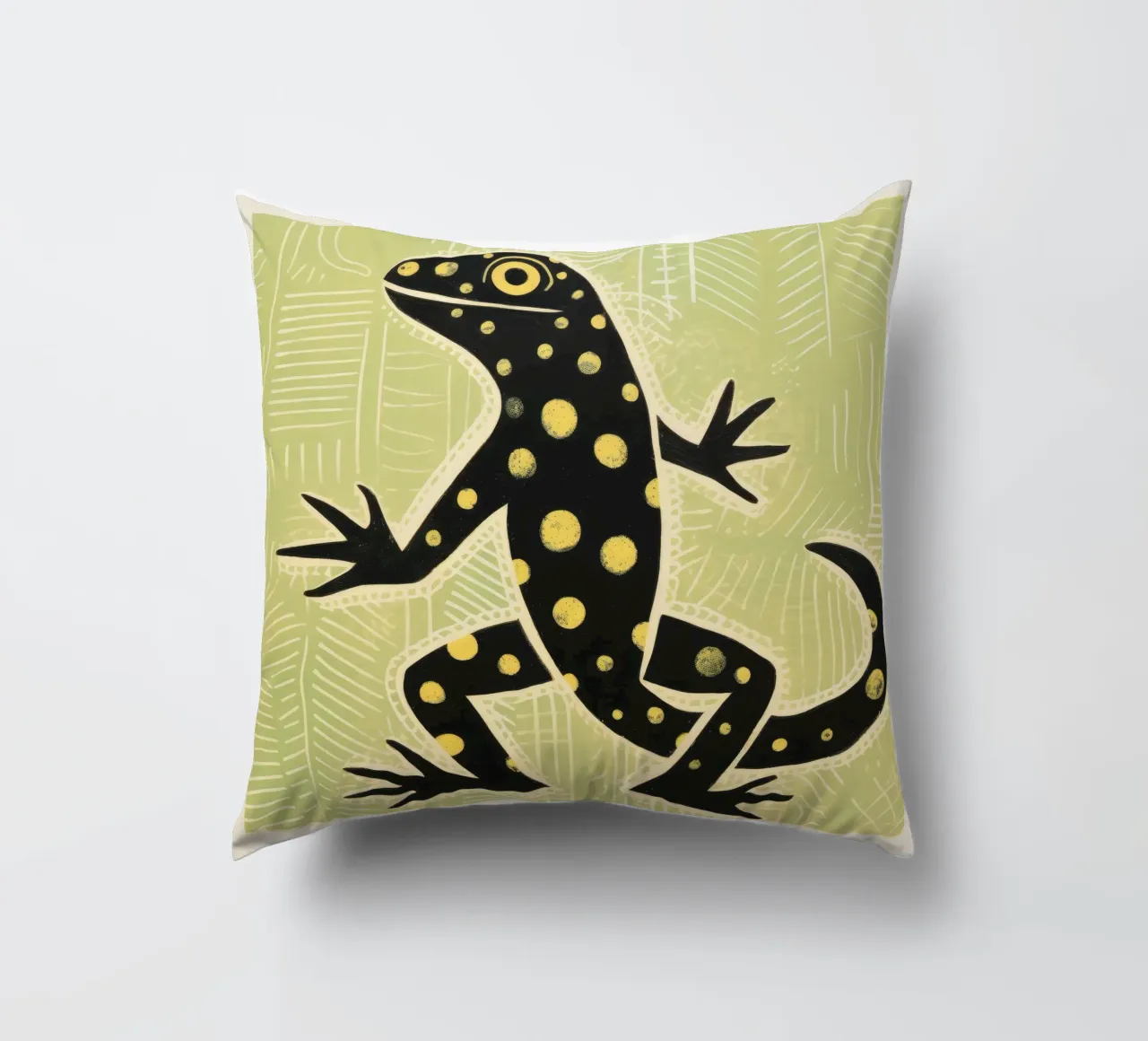 Gecko vert 2 coussin de Minimal Animal Art
