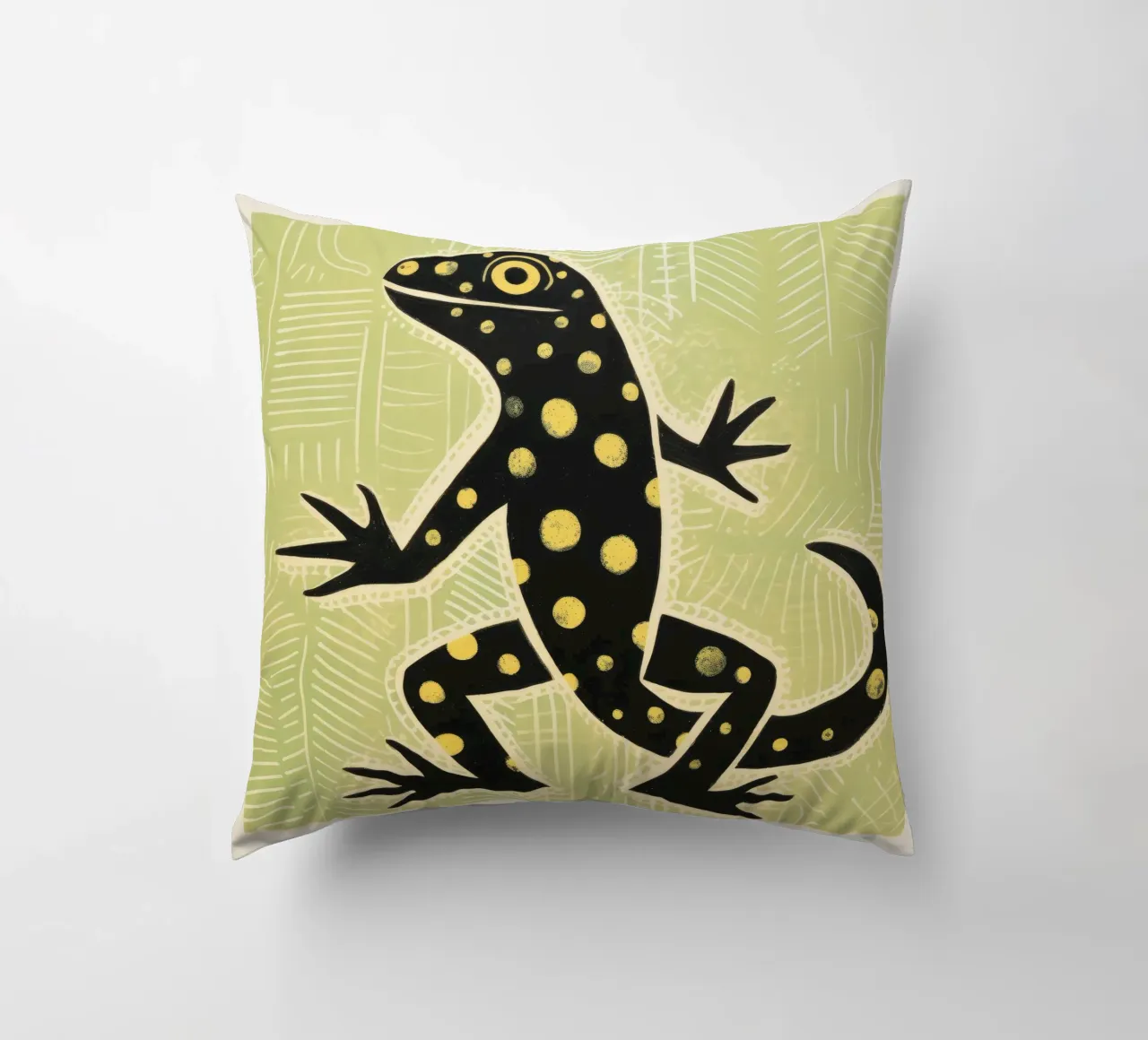 Gecko vert 2 coussin de Minimal Animal Art