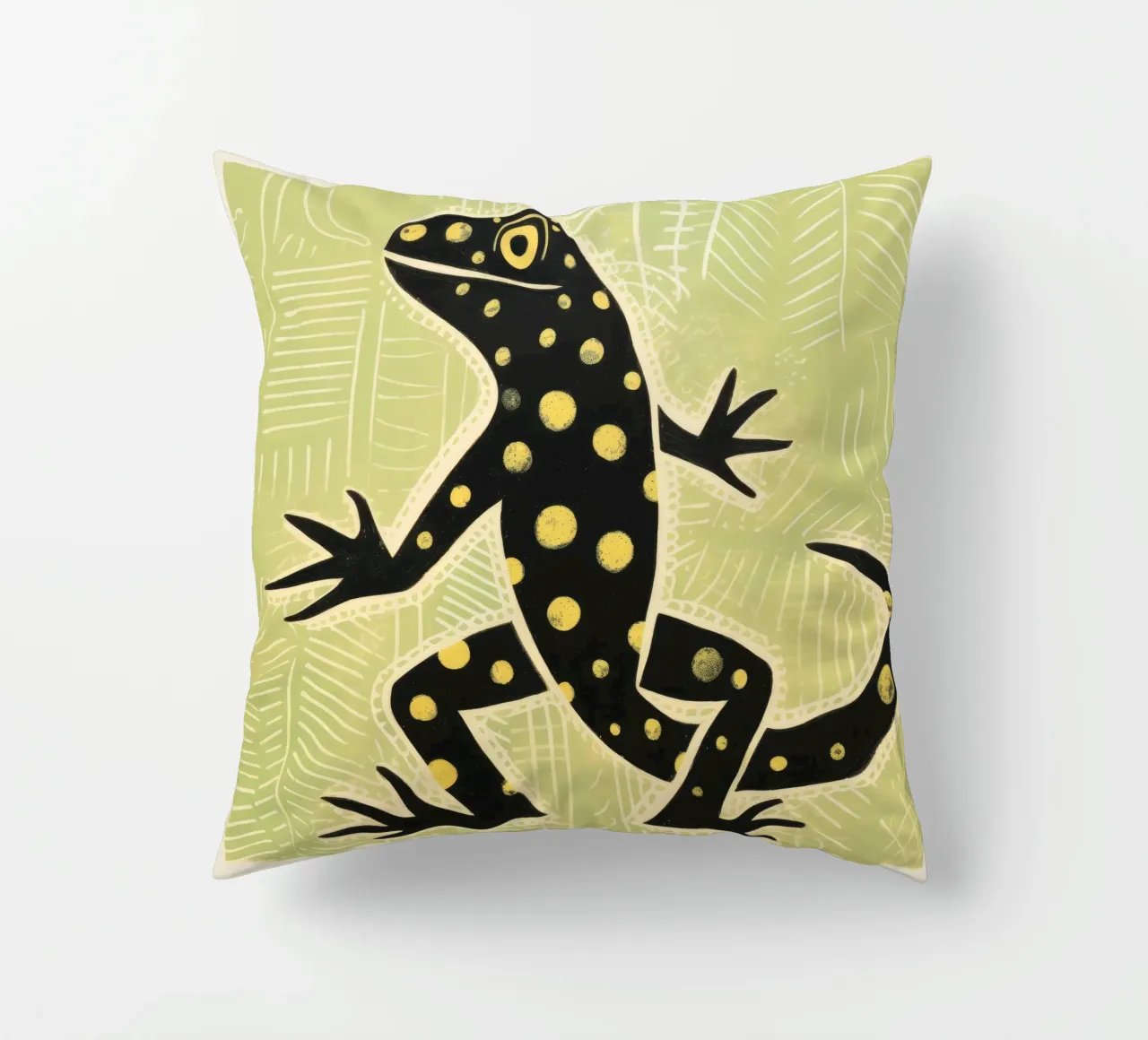 Gecko vert 2 coussin de Minimal Animal Art