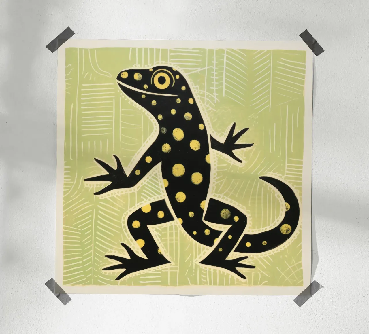 Geco verde 2 carta hahnemühle da Minimal Animal Art