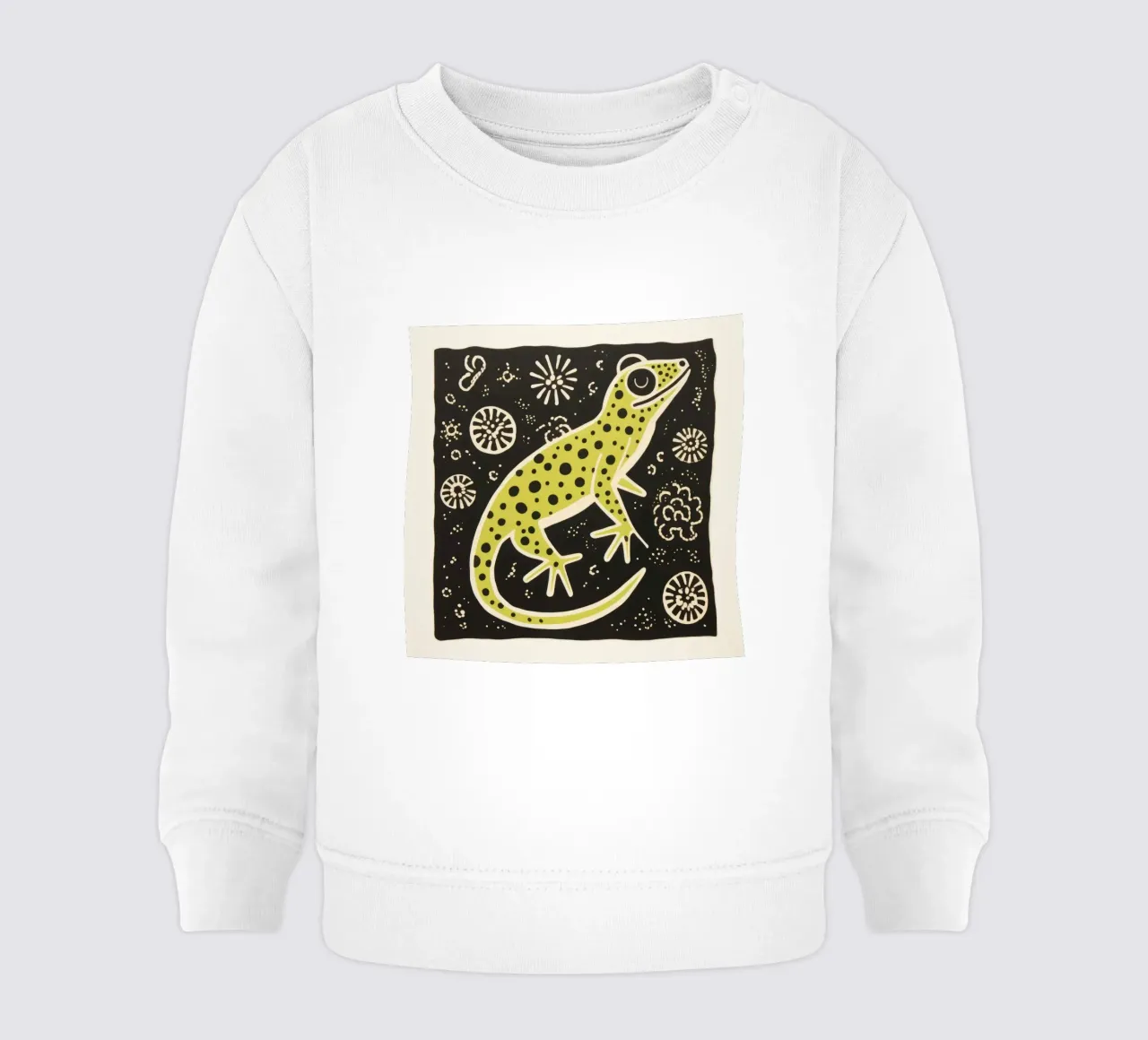 Geco verde 3 felpa neonato da Minimal Animal Art