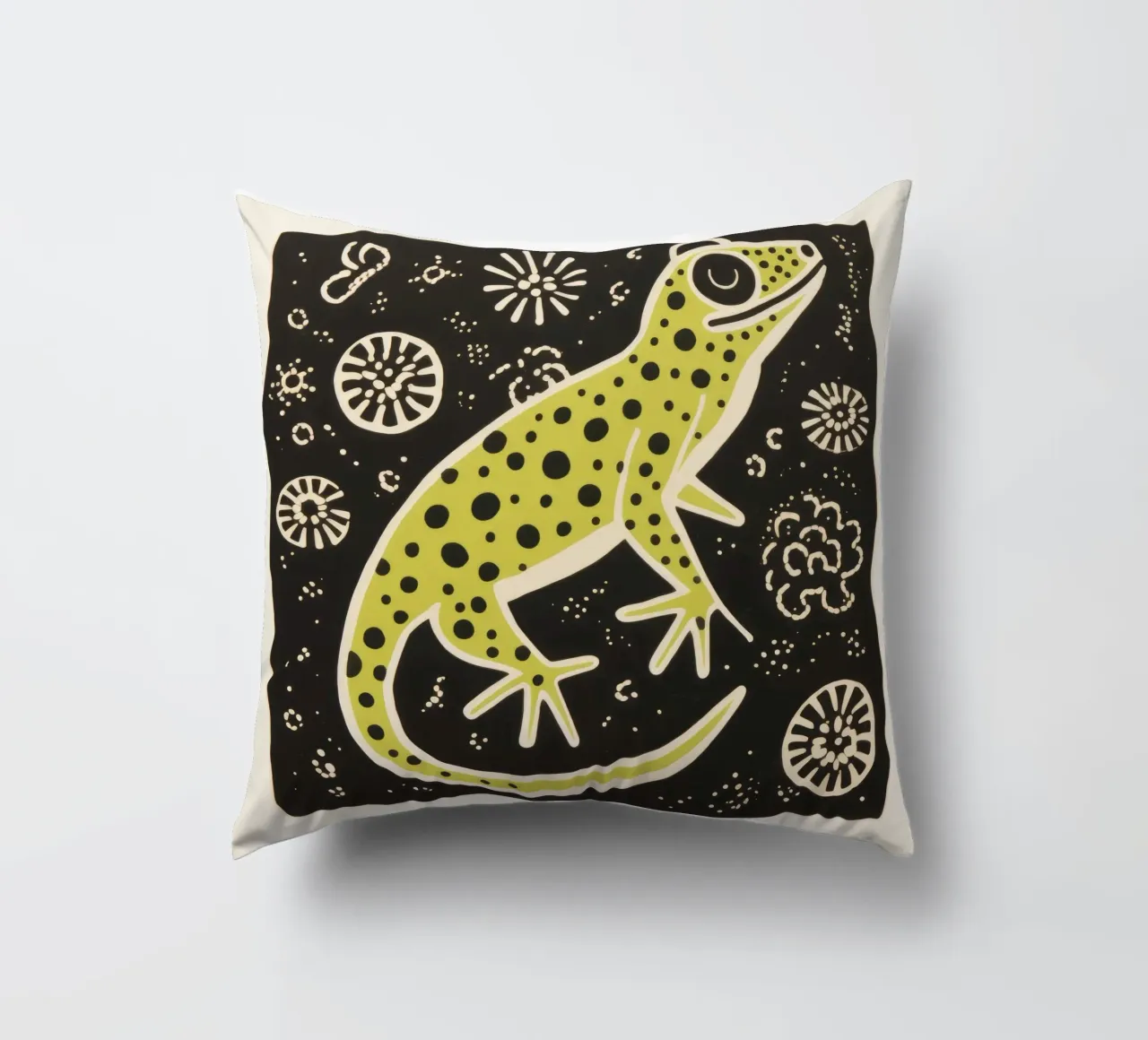 Geco verde 3 cuscino da Minimal Animal Art