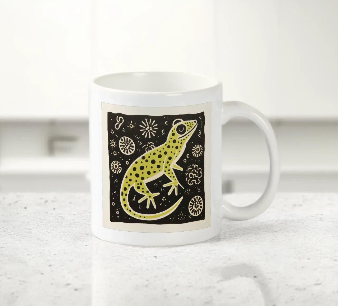 Geco verde 3 tazza in ceramica da Minimal Animal Art