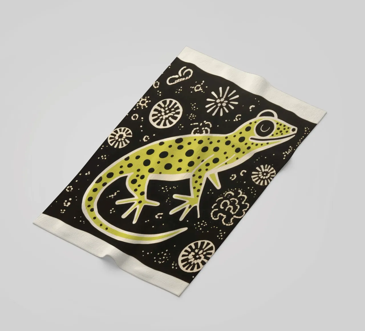 Geco verde 3 telo mare da Minimal Animal Art