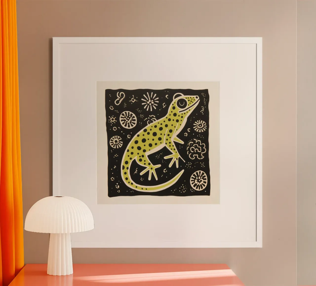 Geco verde 3 carta hahnemühle da Minimal Animal Art
