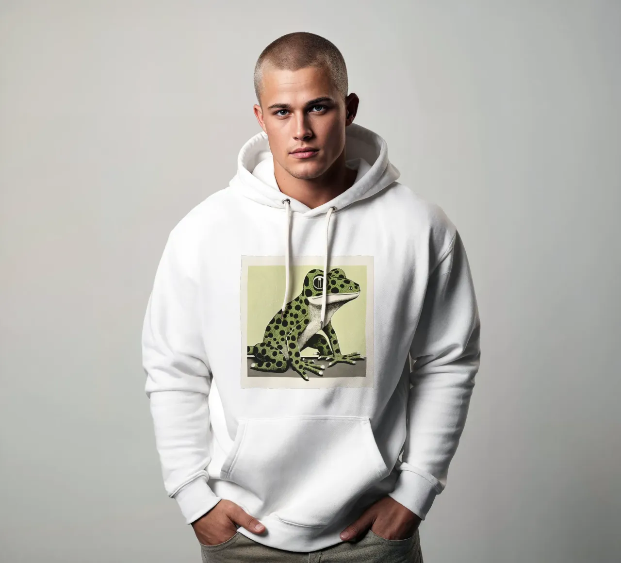 Geco verde 4 felpa con cappuccio da Minimal Animal Art