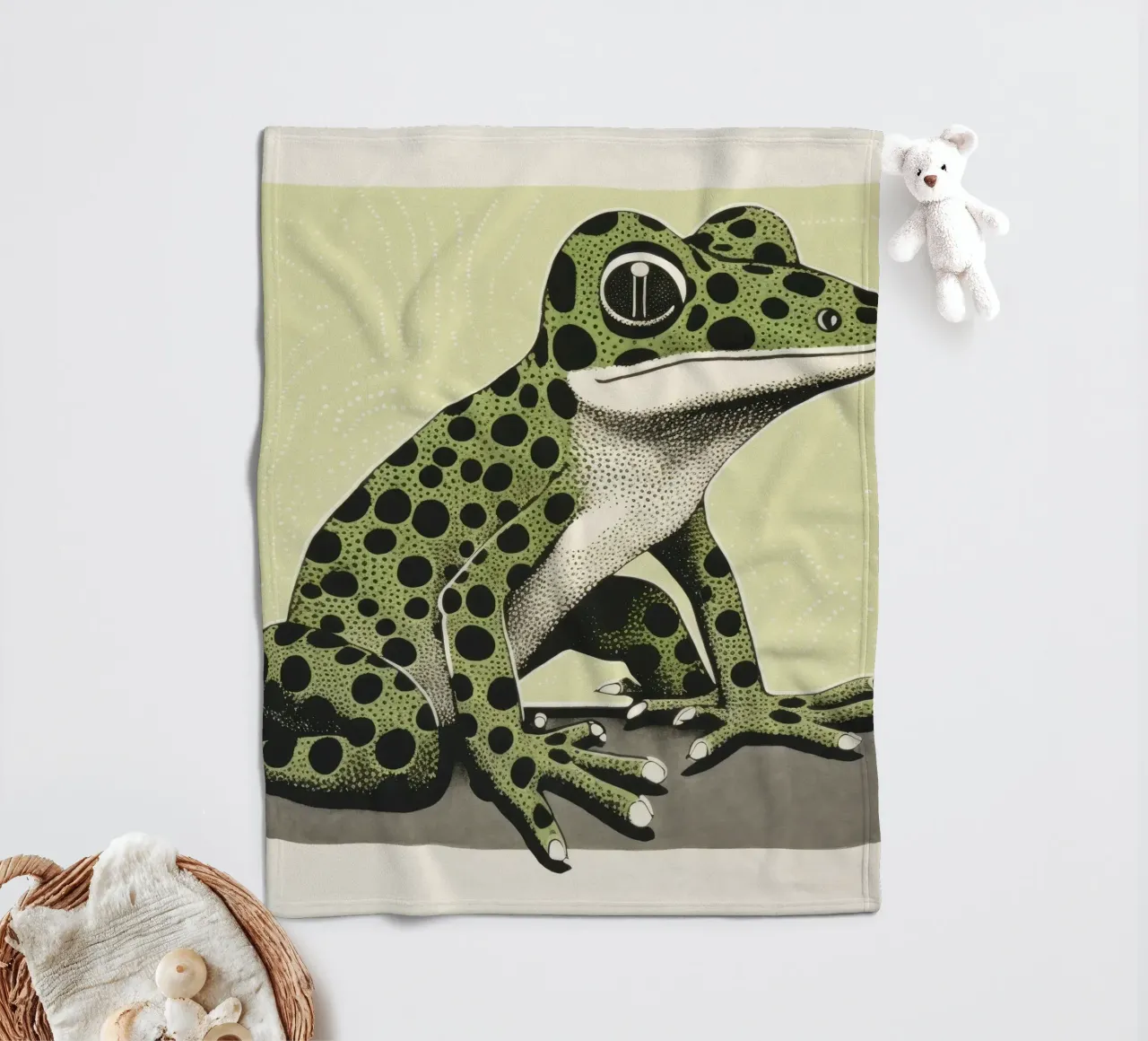 Geco verde 4 coperta in pile da Minimal Animal Art