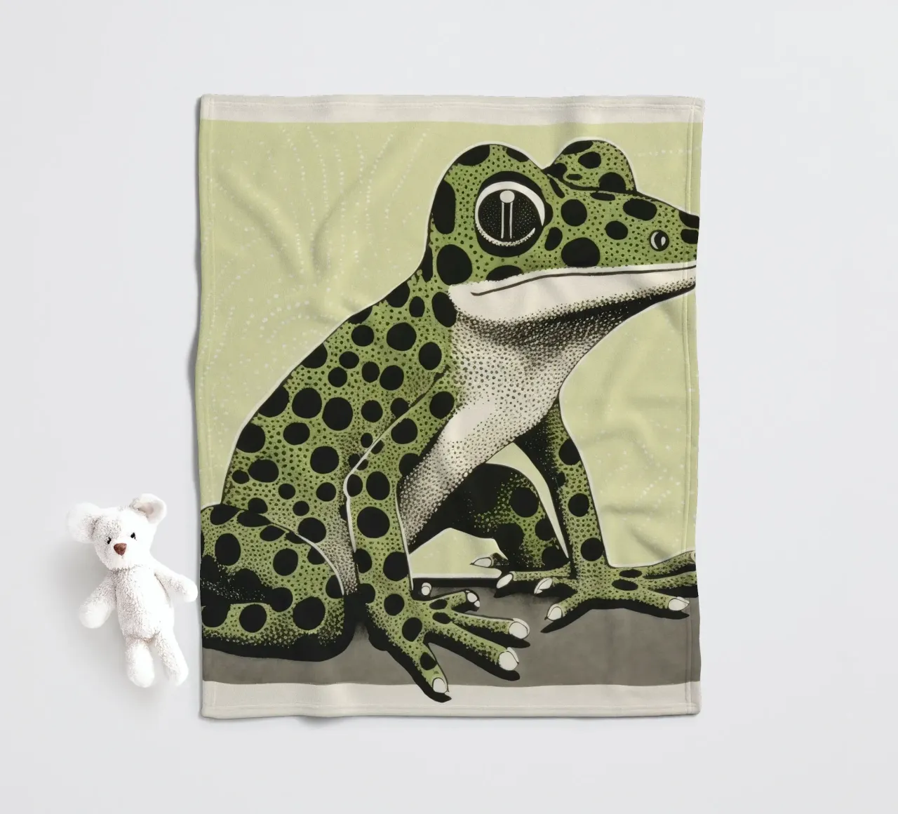 Geco verde 4 coperta in pile da Minimal Animal Art