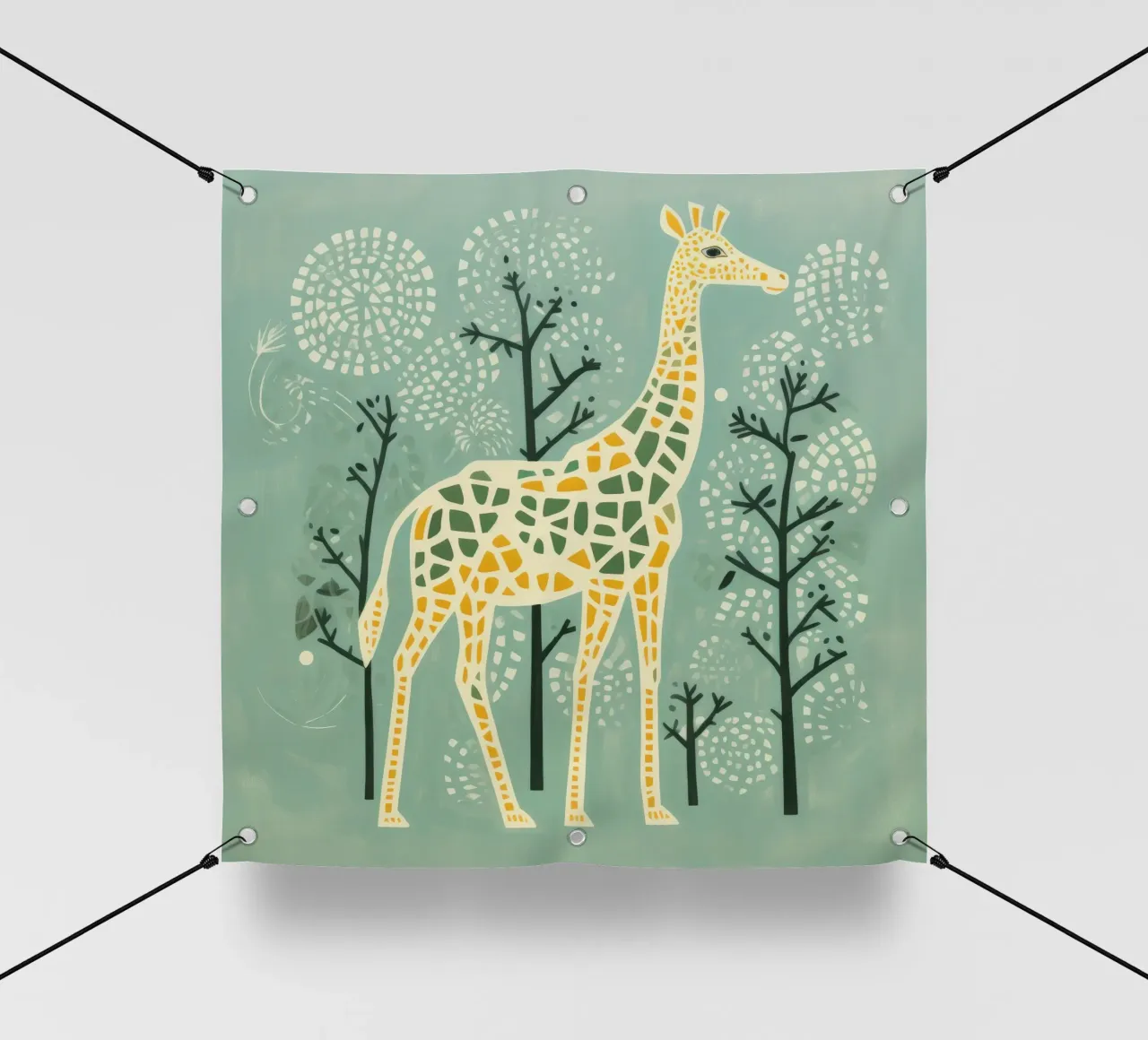 Giraffa verde 1 telo in pvc da Minimal Animal Art