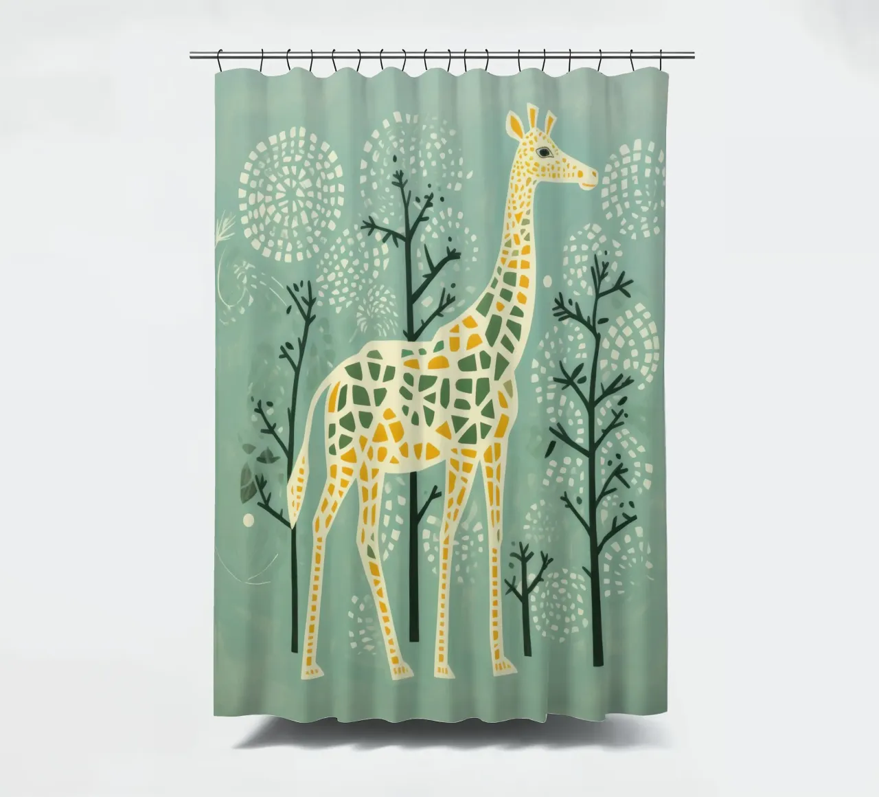 Grüne Giraffe 1 Duschvorhang von Minimal Animal Art