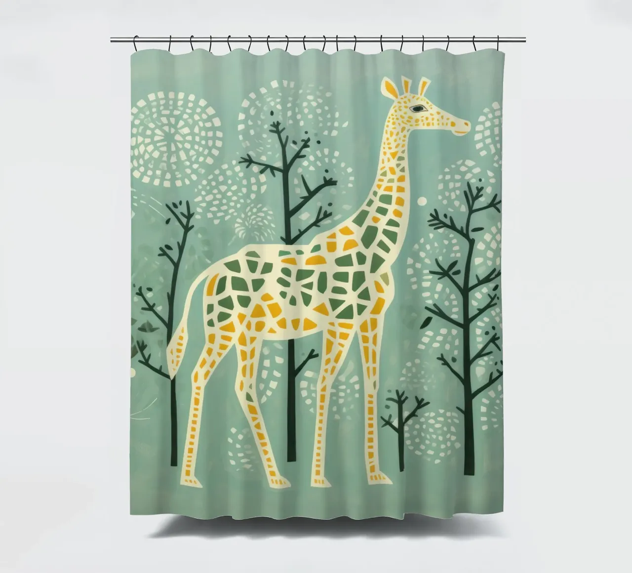 Grüne Giraffe 1 Duschvorhang von Minimal Animal Art
