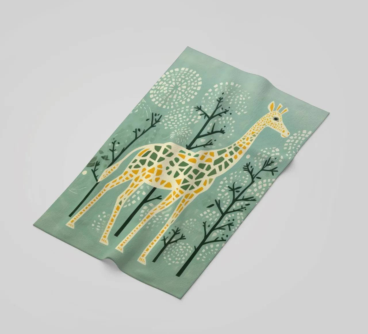 Giraffa verde 1 telo mare da Minimal Animal Art