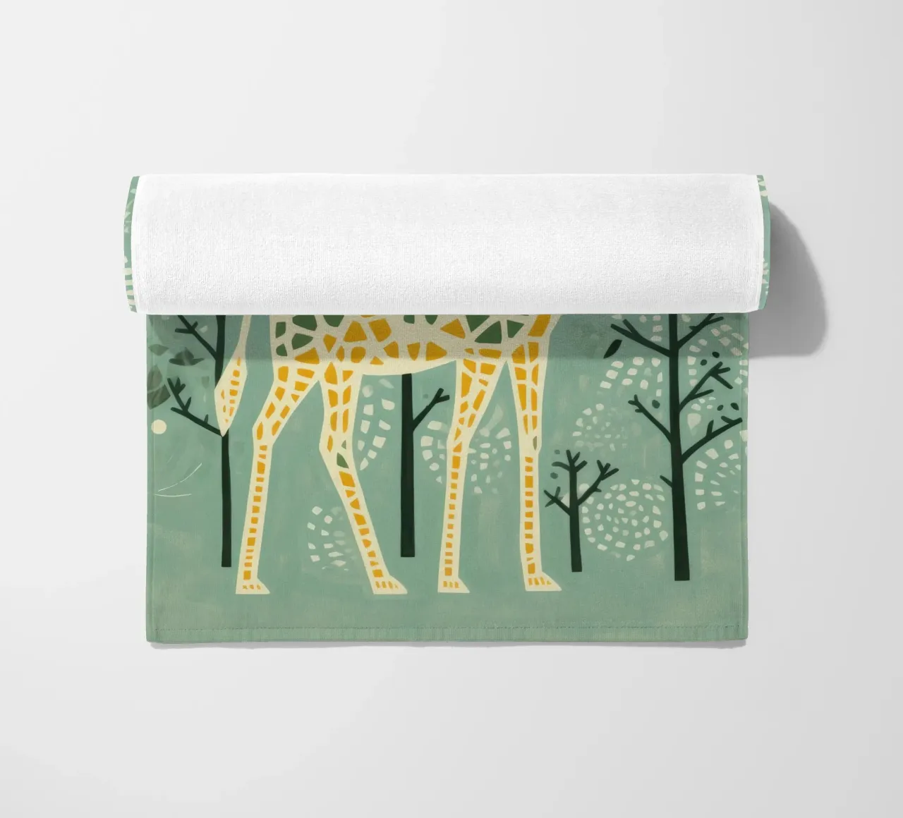 Giraffa verde 1 telo mare da Minimal Animal Art
