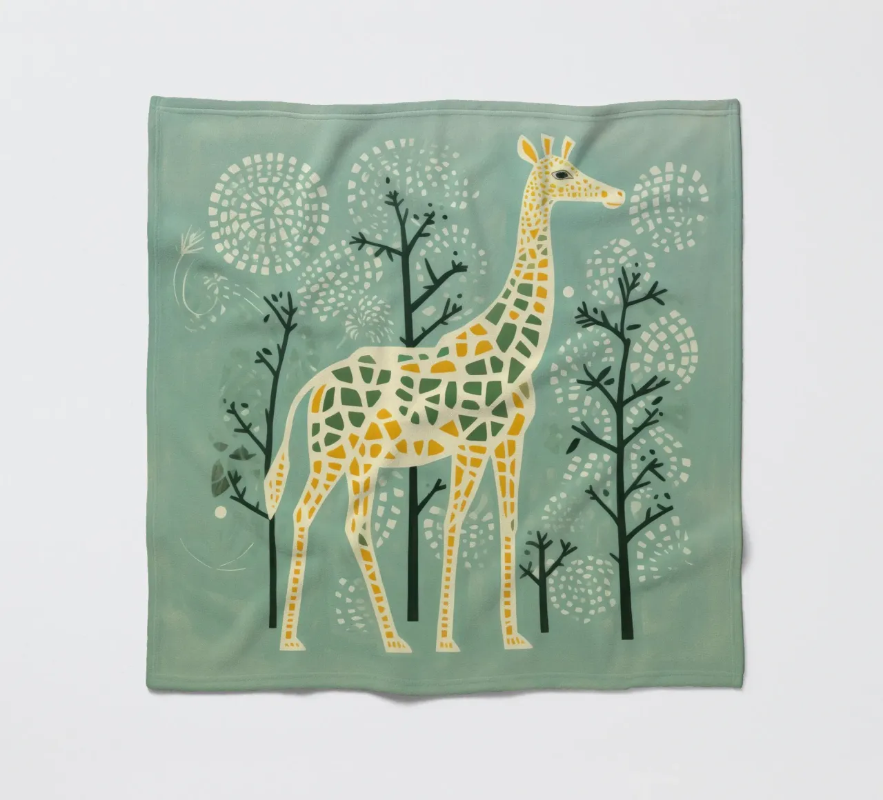 Grüne Giraffe 1 Fleecedecke von Minimal Animal Art