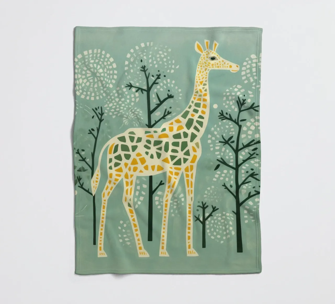 Grüne Giraffe 1 Fleecedecke von Minimal Animal Art