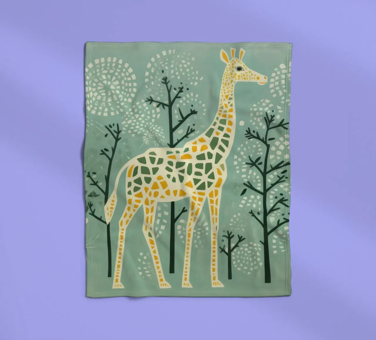 Grüne Giraffe 1 Fleecedecke von Minimal Animal Art