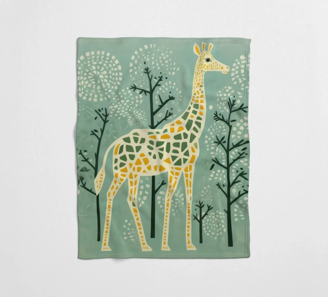 Grüne Giraffe 1 Fleecedecke von Minimal Animal Art