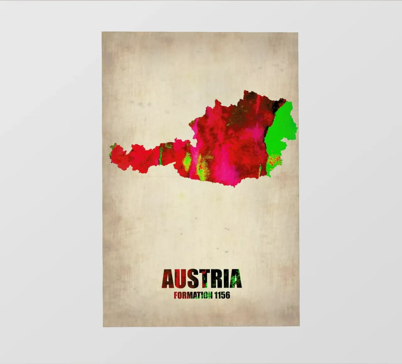 Austria Watercolor Map pellicola backlit da Naxart