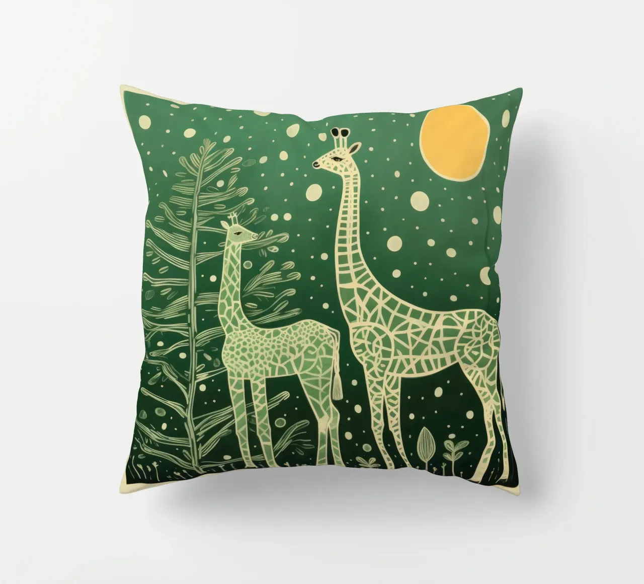 Giraffa verde 2 cuscino da Minimal Animal Art
