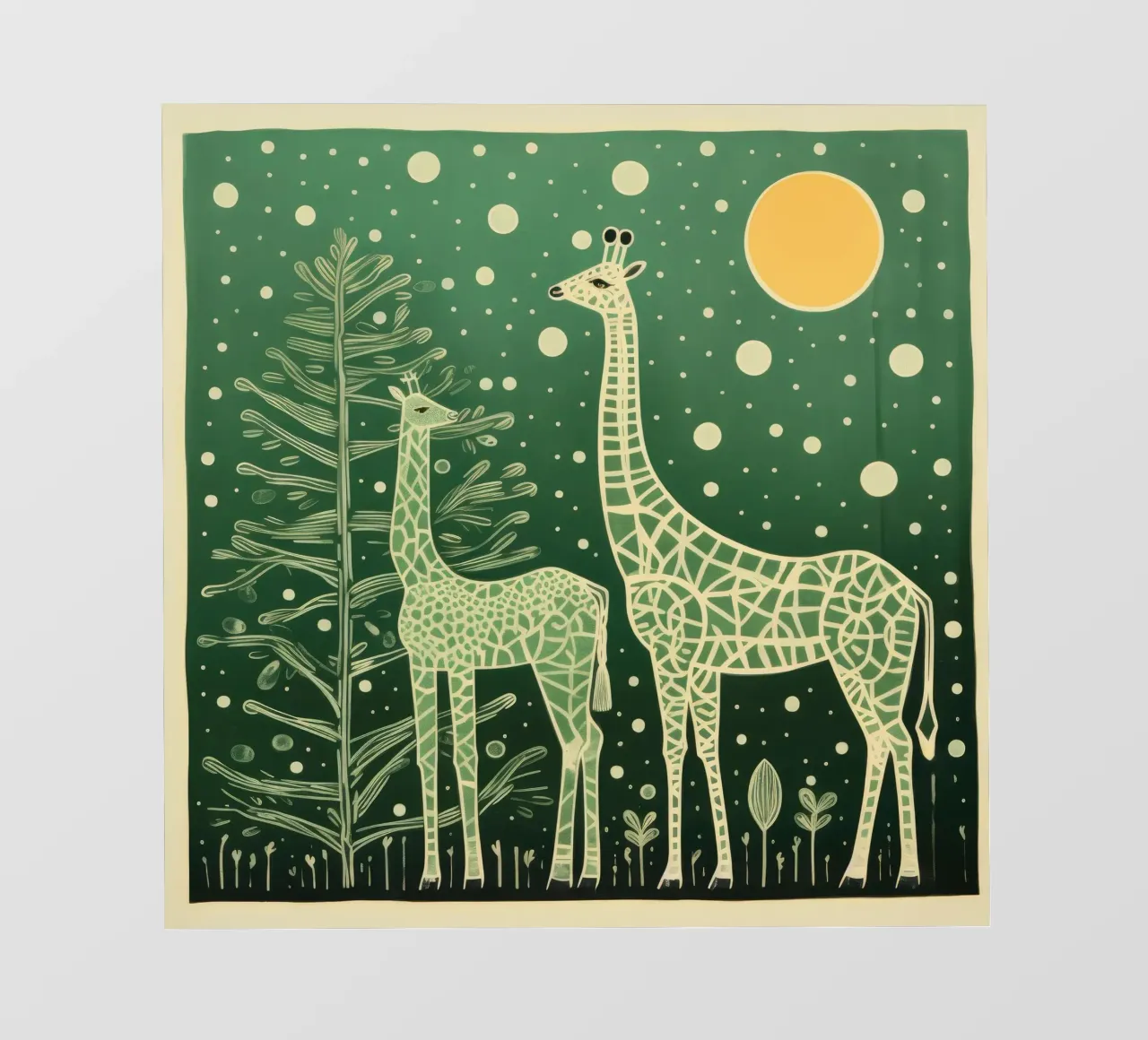 Giraffa verde 2 pellicola backlit da Minimal Animal Art
