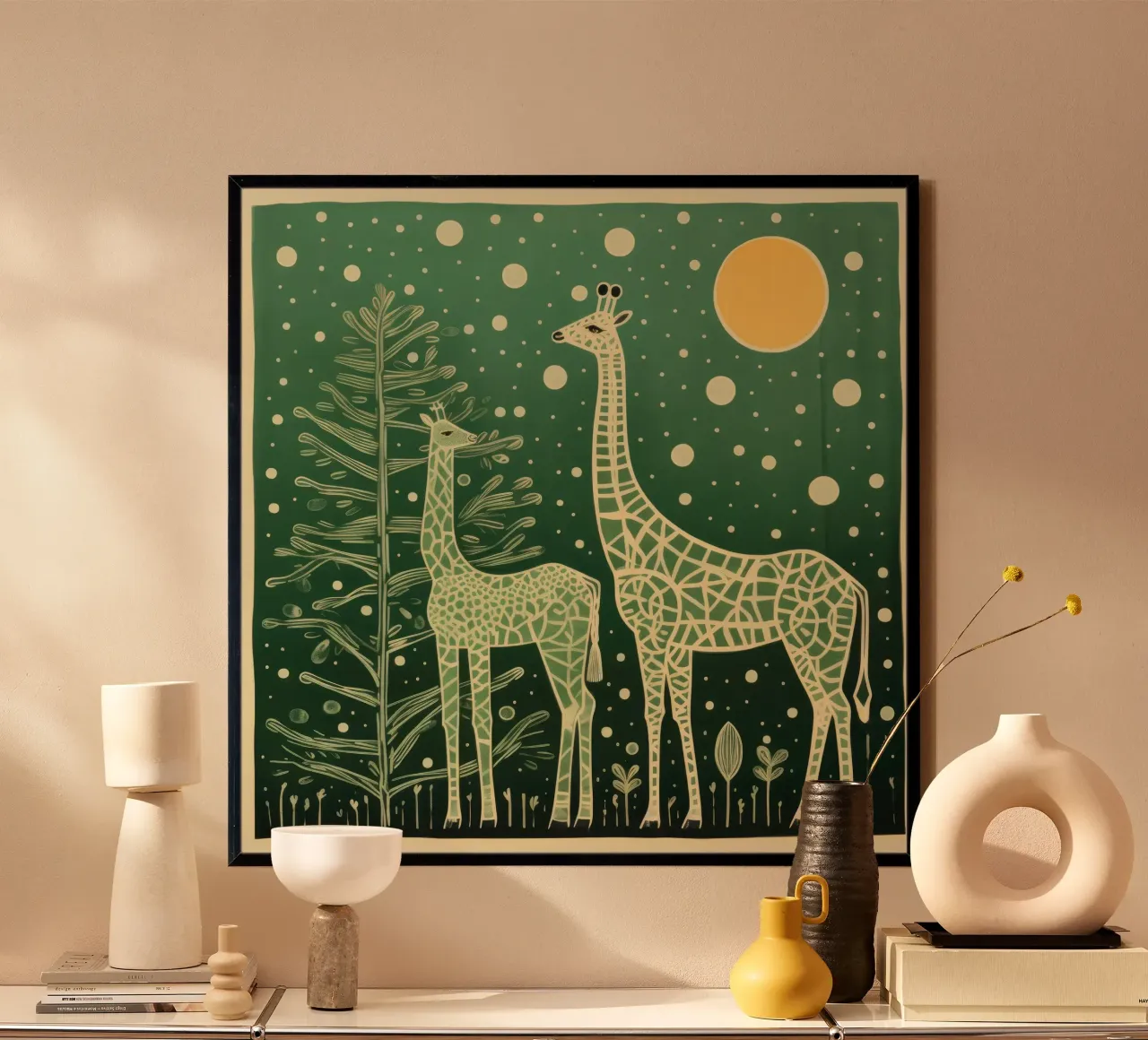 Giraffa verde 2 carta hahnemühle da Minimal Animal Art