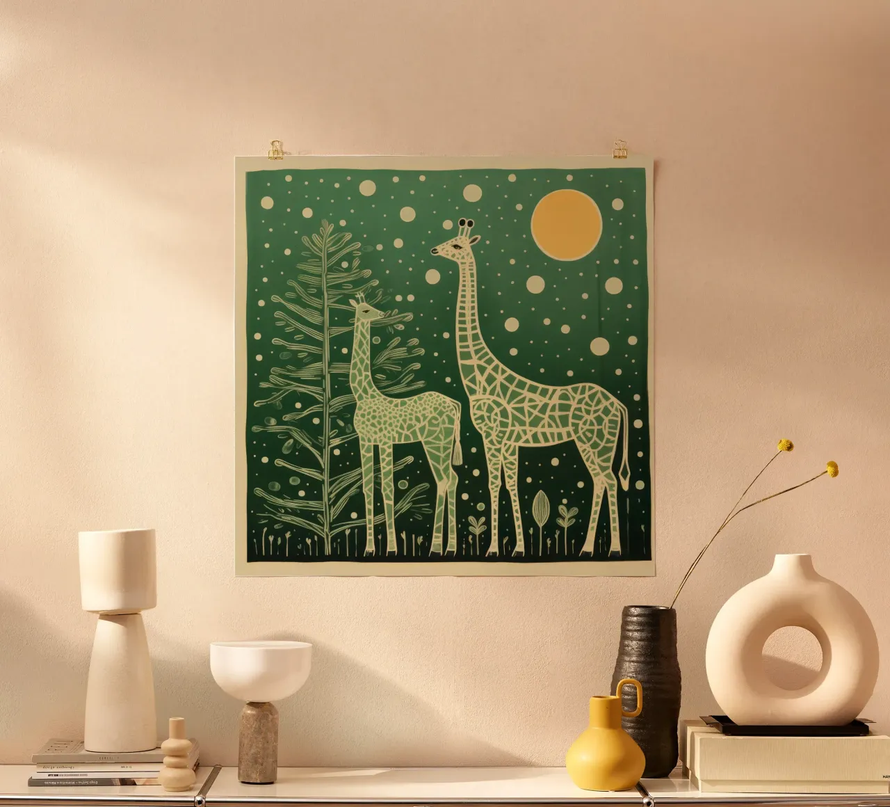 Green Giraffe 2 poster by Minimal Animal Art