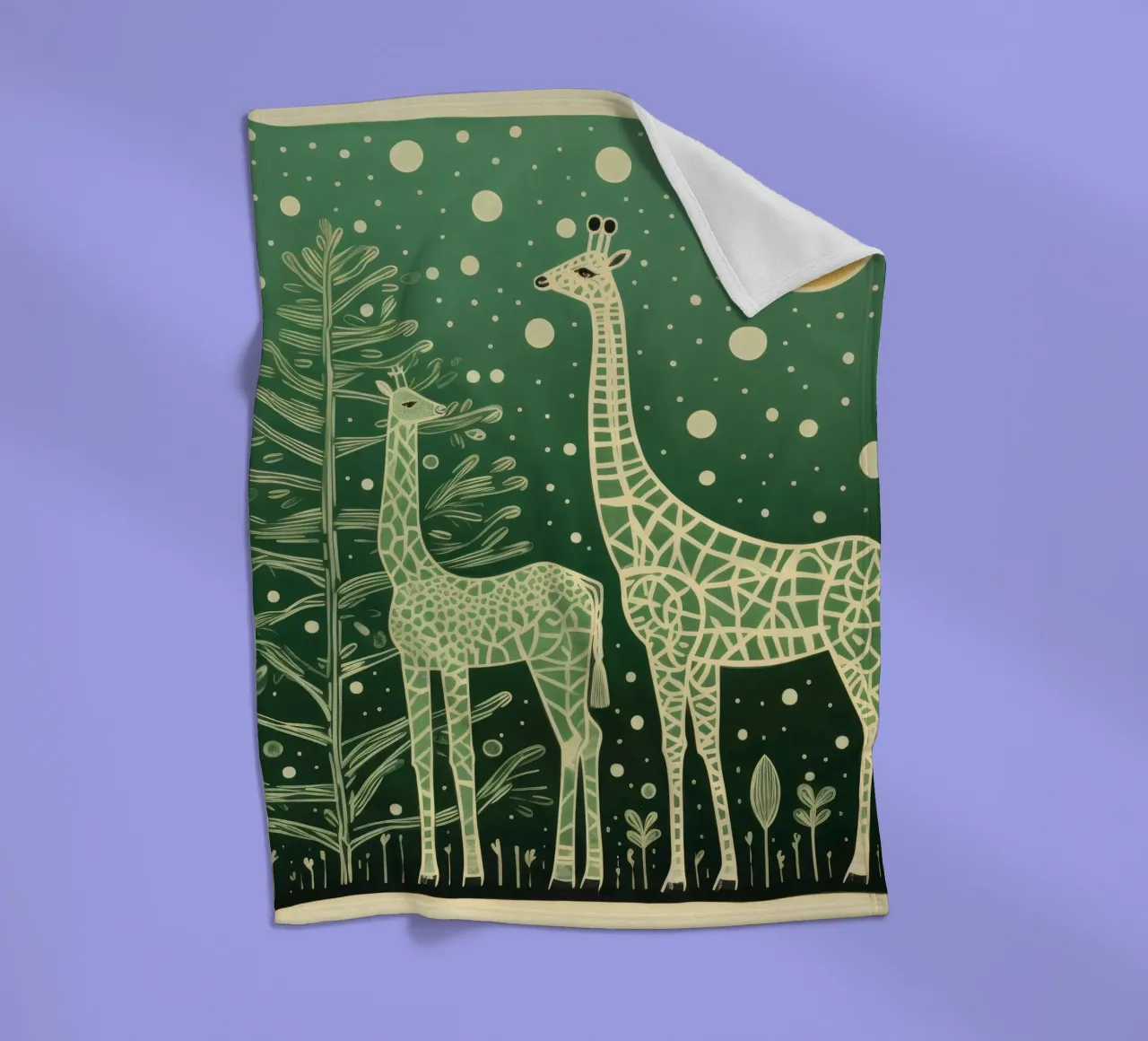 Giraffa verde 2 coperta in pile da Minimal Animal Art