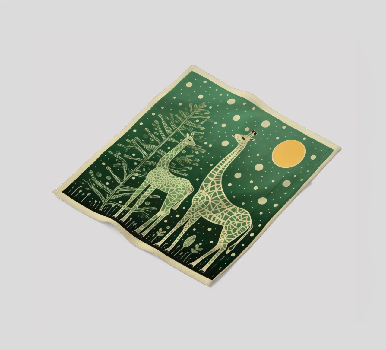 Giraffa verde 2 coperta in pile da Minimal Animal Art