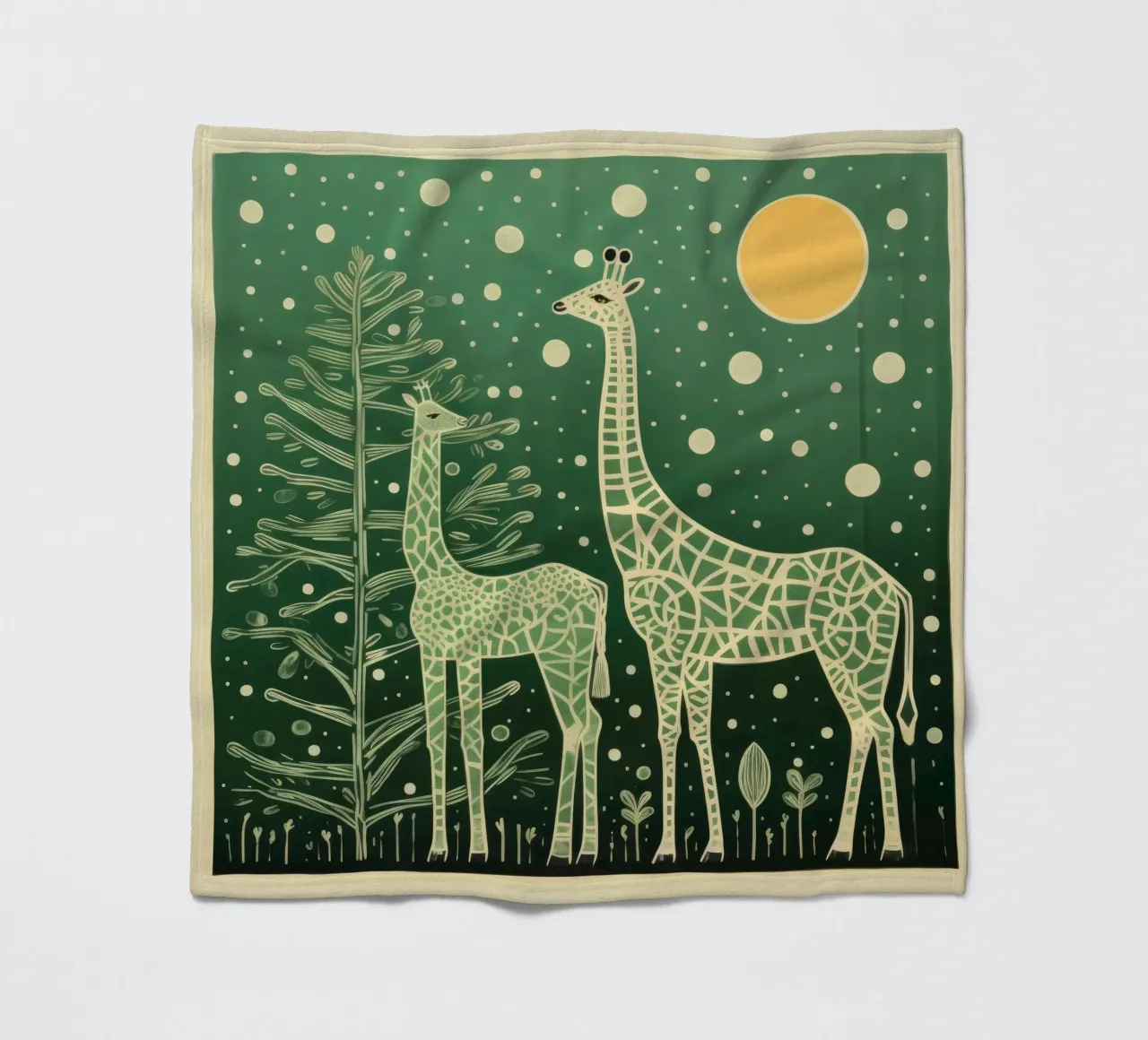 Giraffa verde 2 coperta in pile da Minimal Animal Art