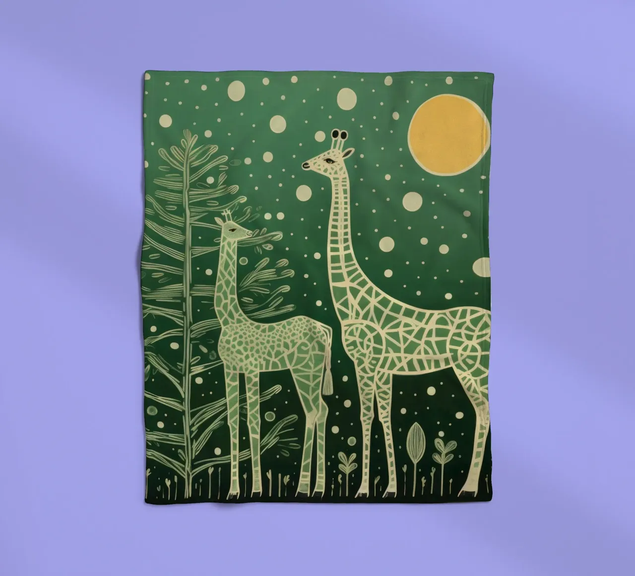 Giraffa verde 2 coperta in pile da Minimal Animal Art