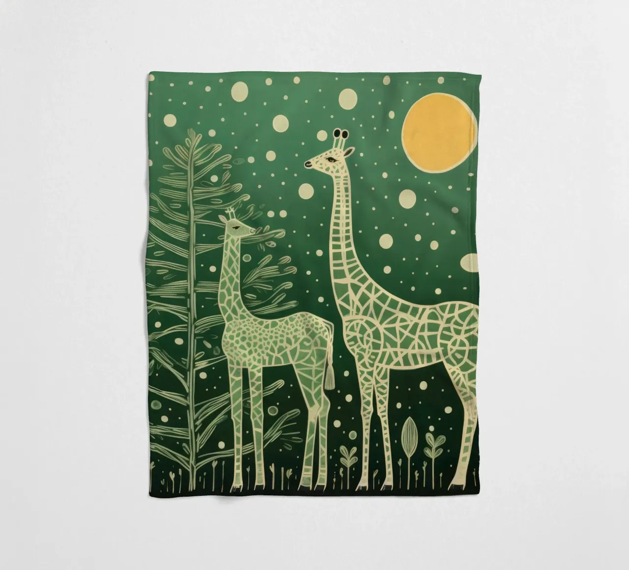 Giraffa verde 2 coperta in pile da Minimal Animal Art