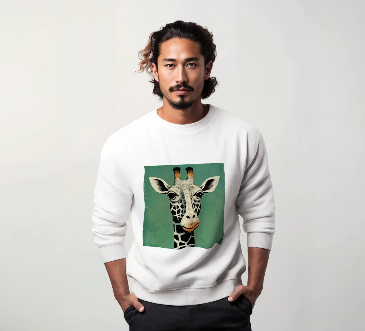 Giraffa verde 3 felpa da Minimal Animal Art