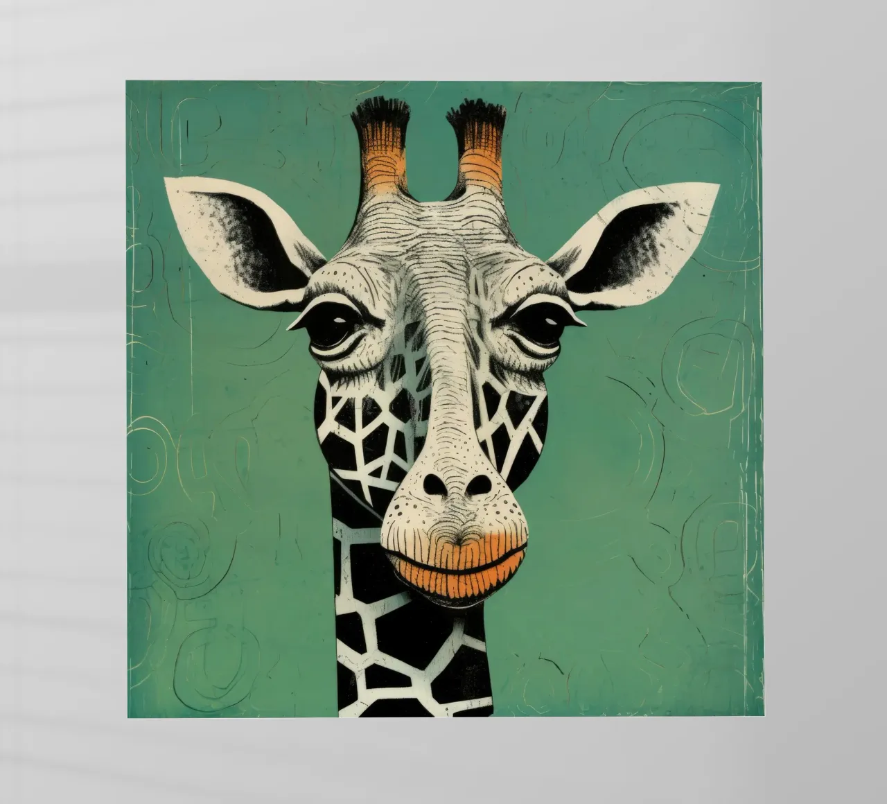 Giraffa verde 3 pellicola backlit da Minimal Animal Art