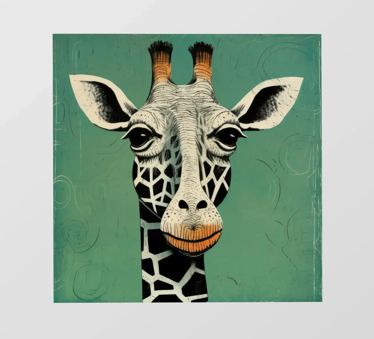 Giraffa verde 3 pellicola backlit da Minimal Animal Art
