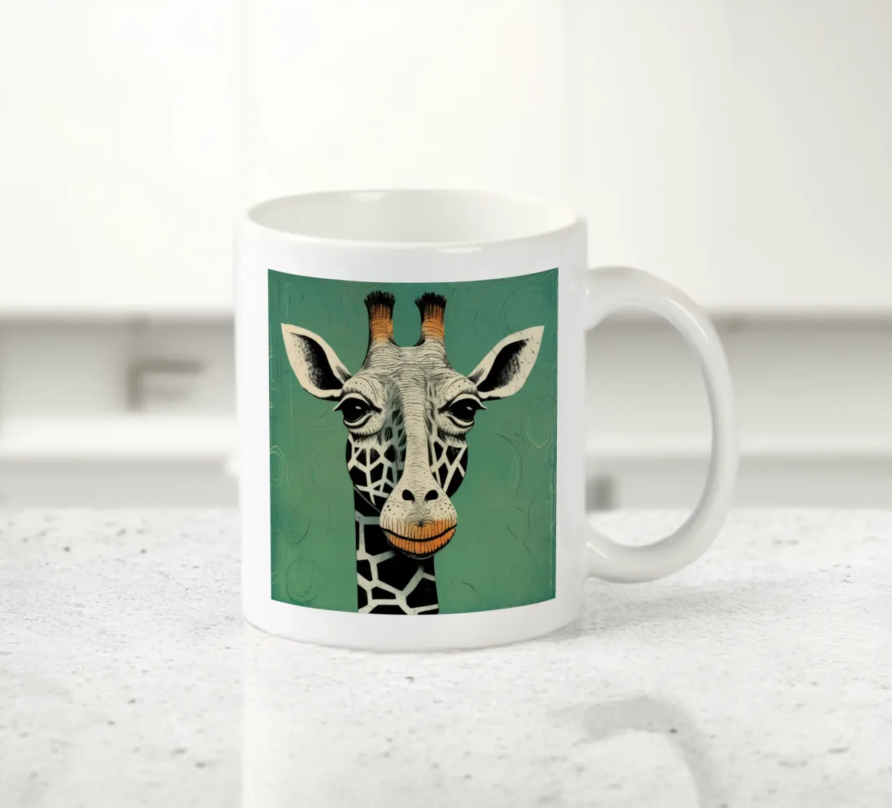 Giraffa verde 3 tazza in ceramica da Minimal Animal Art