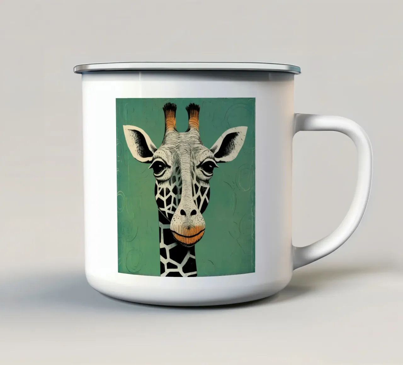 Giraffa verde 3 tazza in smalto da Minimal Animal Art