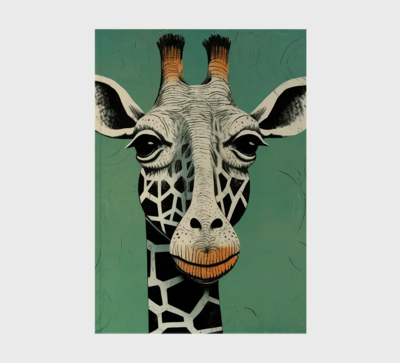 Green Giraffe 3 notebook by Minimal Animal Art
