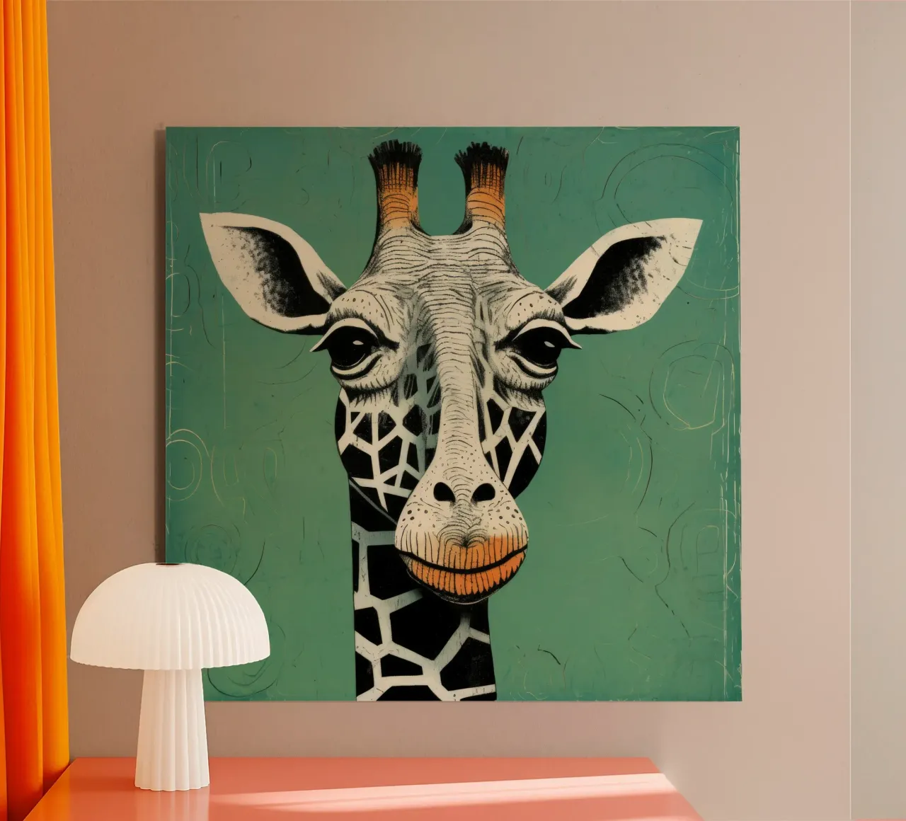 Giraffa verde 3 alluminio dibond da Minimal Animal Art