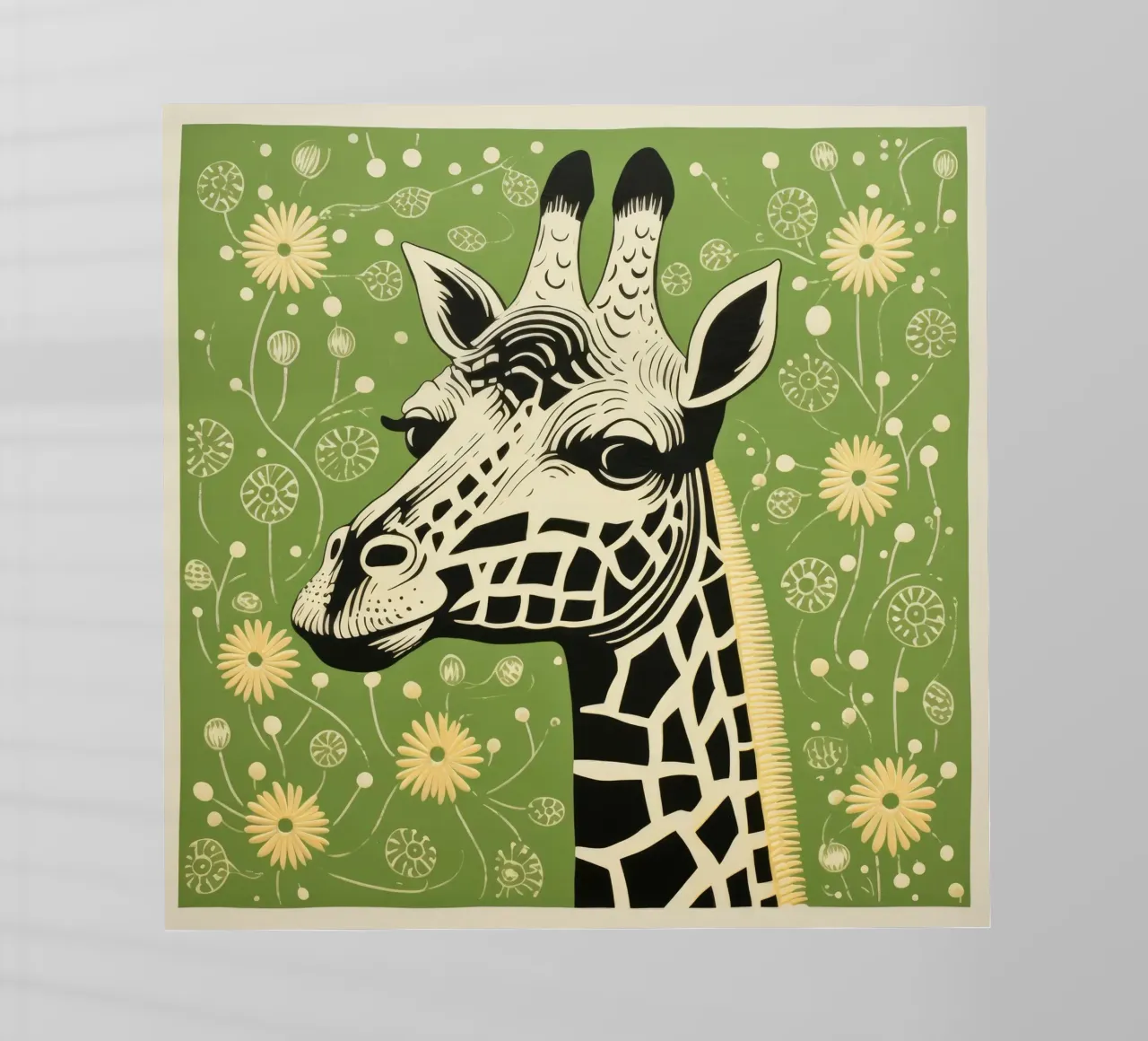 Giraffa verde 4 pellicola backlit da Minimal Animal Art