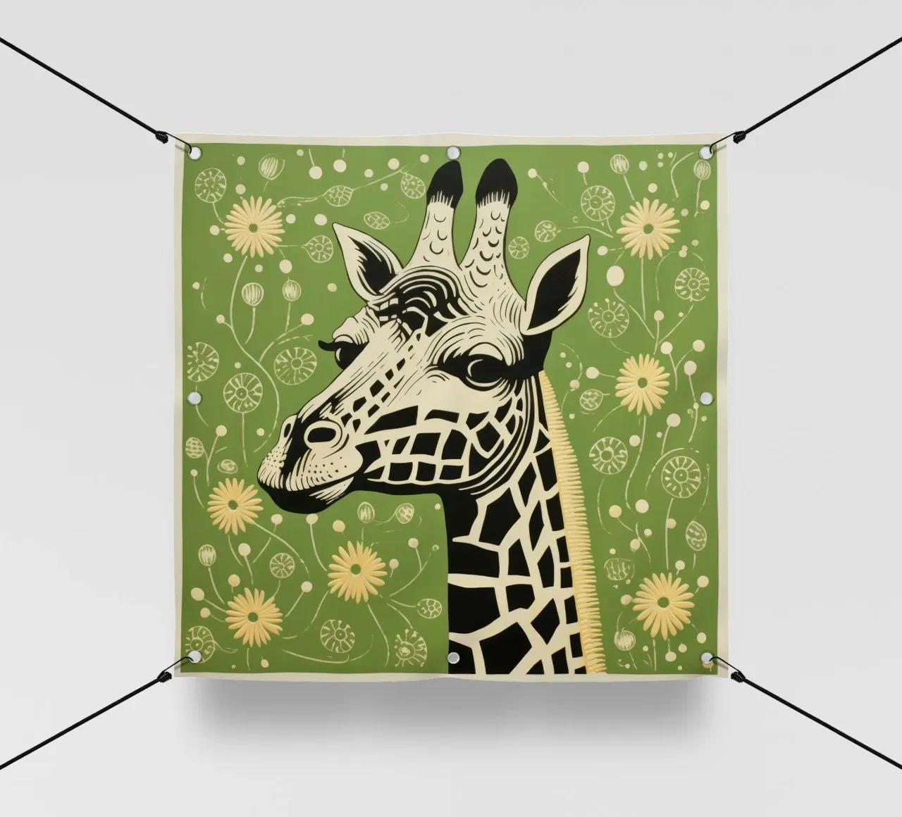 Giraffa verde 4 telo in pvc da Minimal Animal Art
