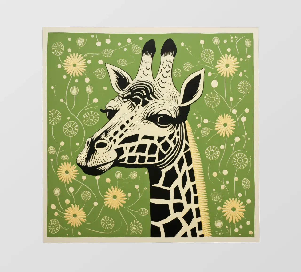 Giraffa verde 4 telo in pvc da Minimal Animal Art