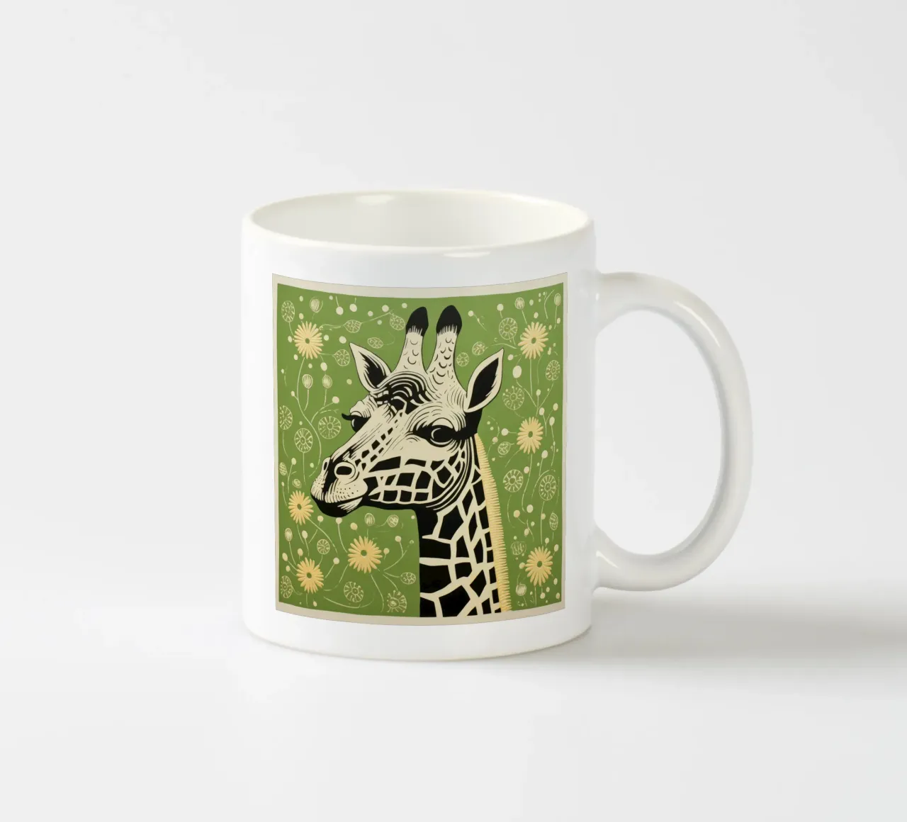Giraffa verde 4 tazza in ceramica da Minimal Animal Art